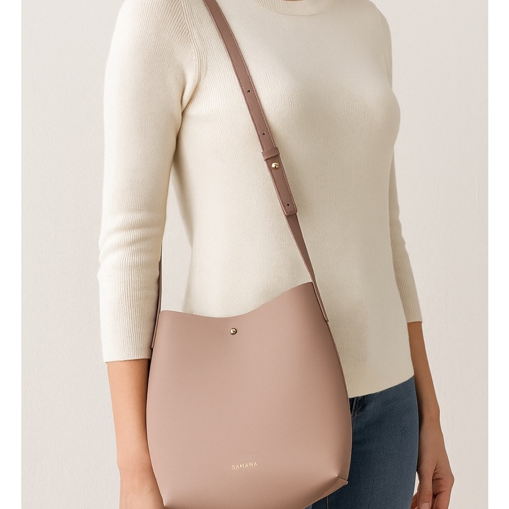 * Samara Peony Pink Vegan Leather Crossbody Shoulder Bag Adjustable Strap Purse